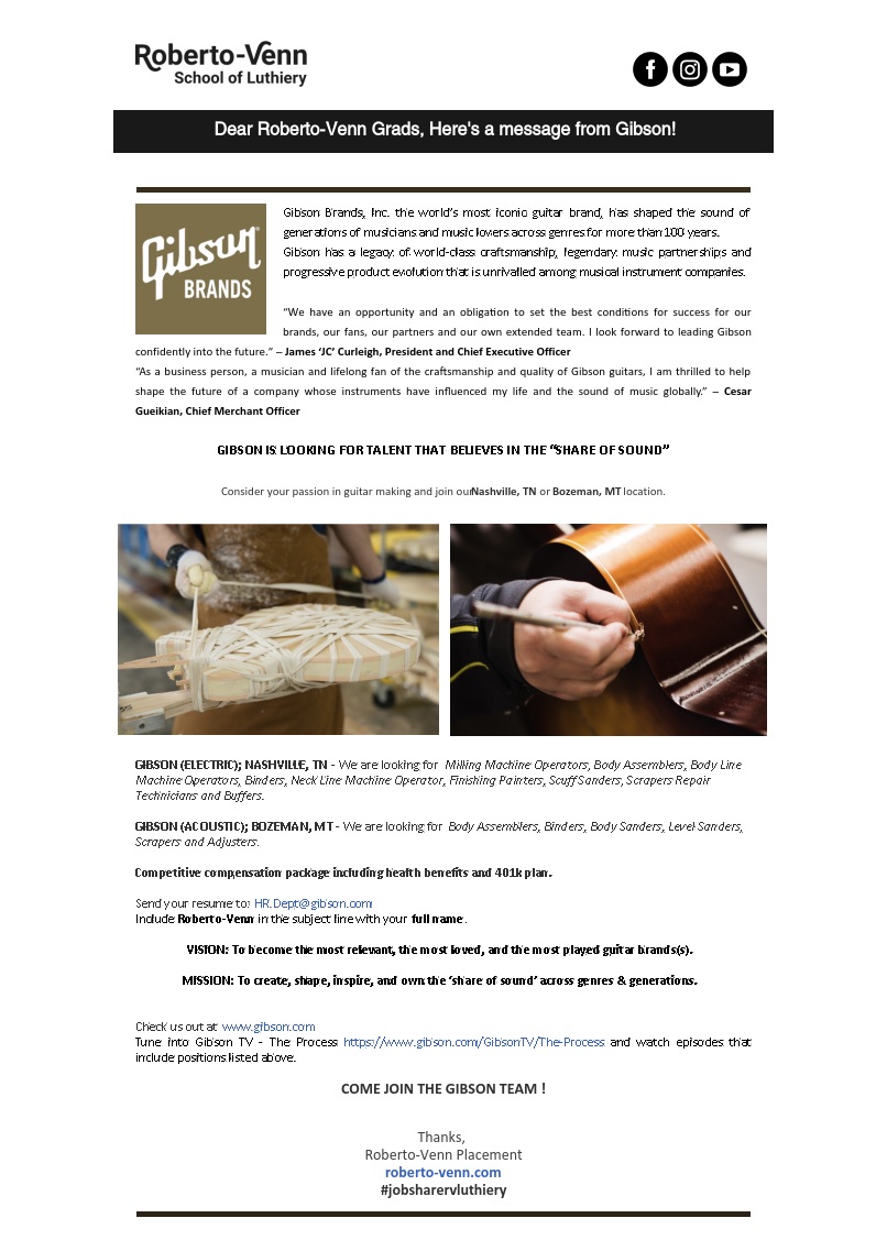 gibson guitars job Job Opportunities   submission form