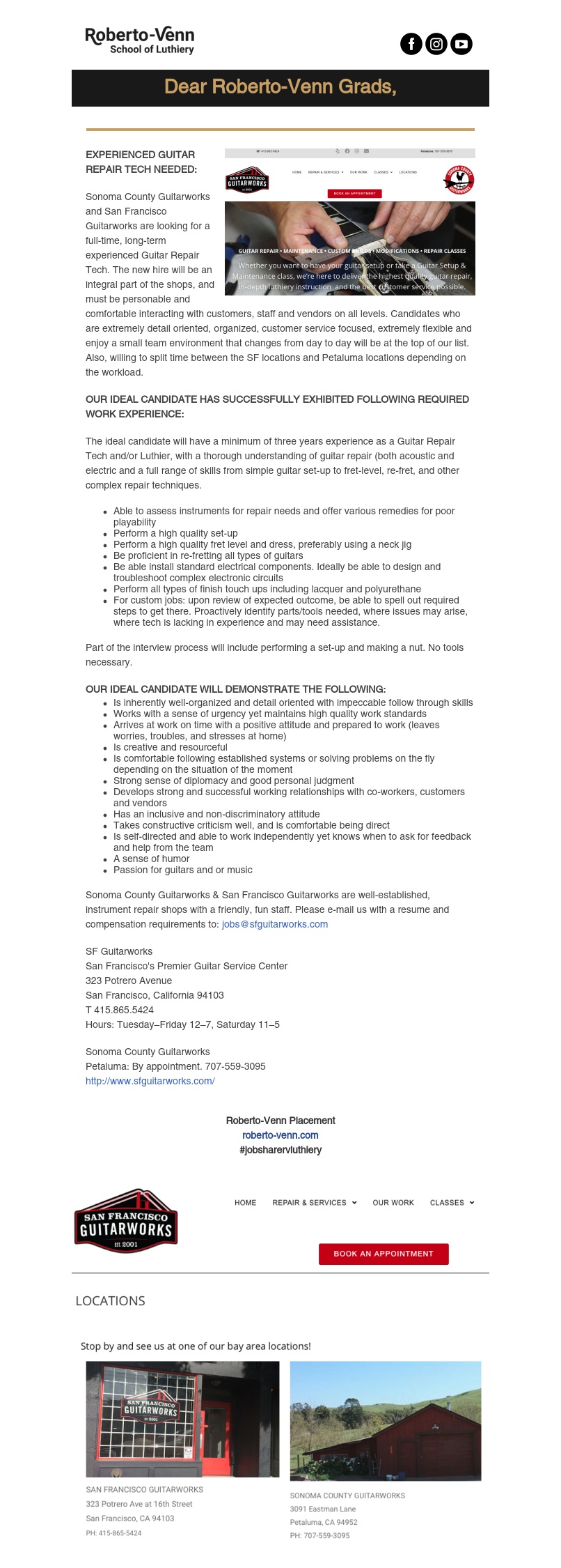 sf guitar works job Job Opportunities   submission form